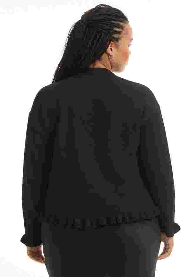 Ruffle Hem Buttoned Sweater image number 1