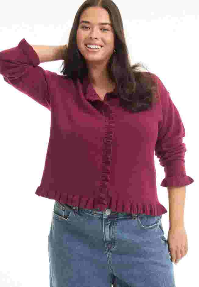 Ruffle Hem Buttoned Sweater image number 0