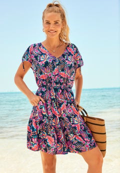 Pack & Go Wrinkle-Resistant V-Neck Short Sleeve Cover Up Dress
