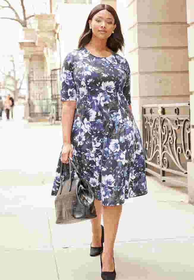Stretch Ponte Flare Dress image number 2