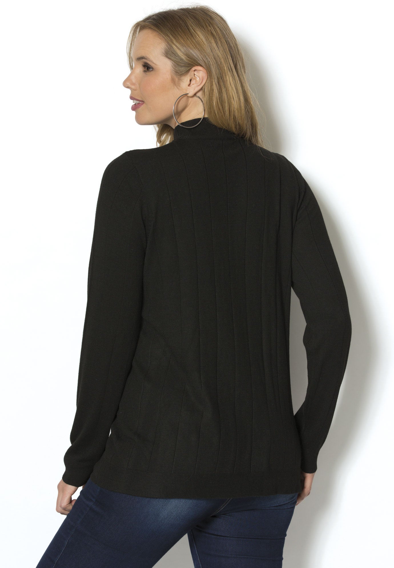 Plus Size Drop Needle Mockneck Lightweight Sweater Knit image number 1