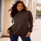 Plus Size Drop Needle Mockneck Lightweight Sweater Knit image number 0