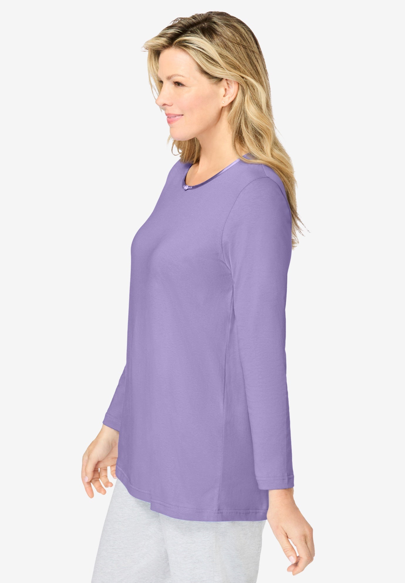 Satin Trim Sleep Tee image number 2