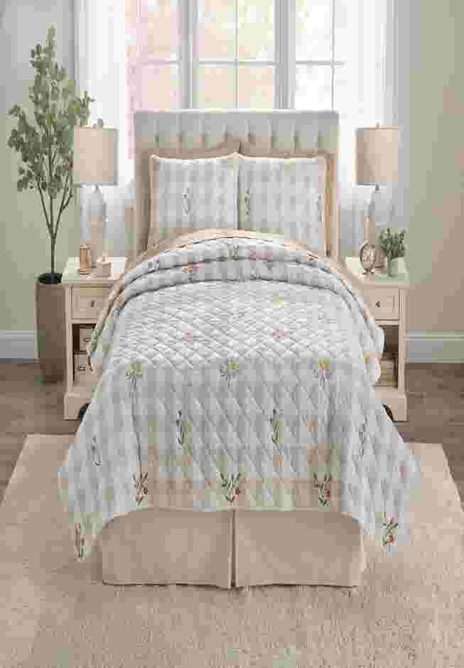 Janie Plaid Embroidery Quilt 3-Pc. Set image number 0