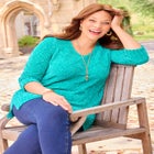 Chenille Pointelle V-Neck Pullover image number 0