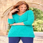 Chenille Pointelle V-Neck Pullover image number 1