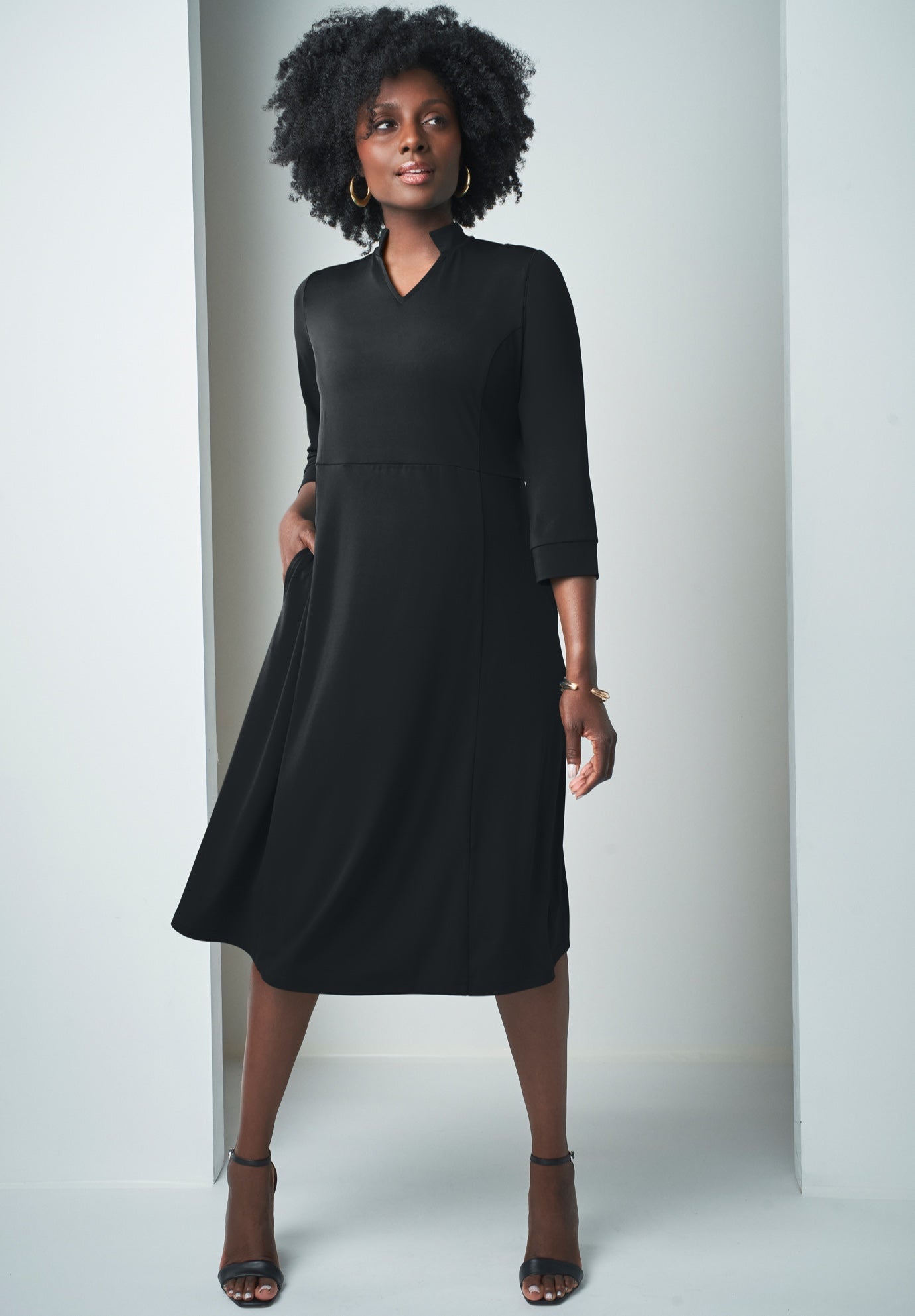 V-Neck Midi Dress image number 0