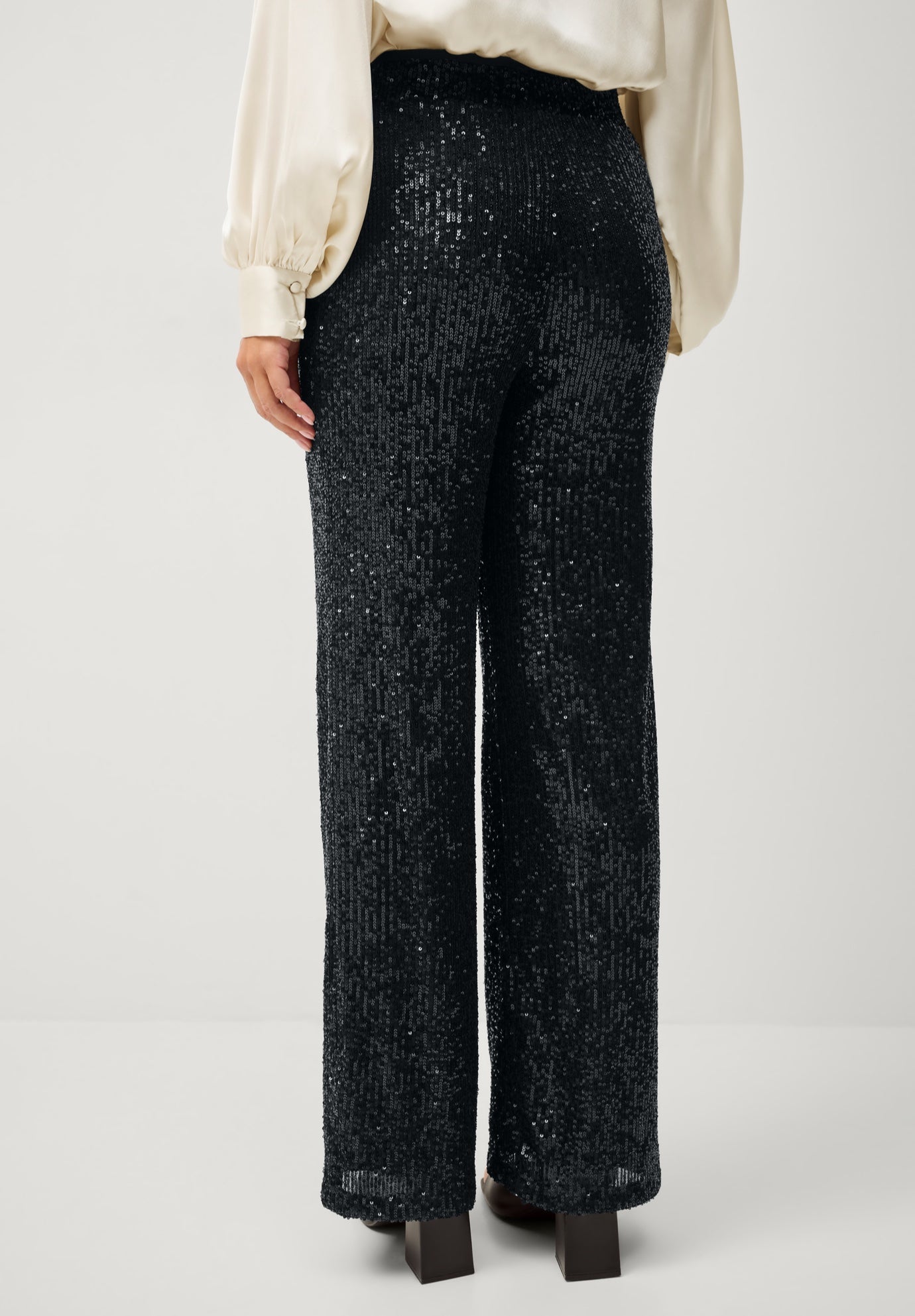 Relaxed Sequin Pants with Elastic Waist image number 1