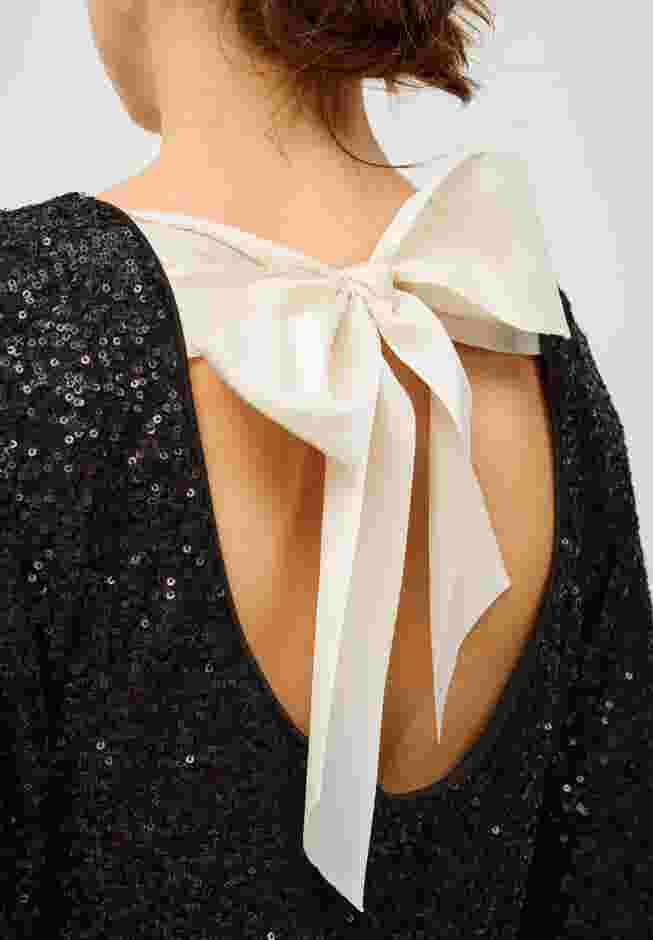 Sequin Dress With Satin Bow At Back image number 2