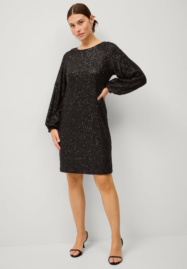 Sequin Dress With Satin Bow At Back image number 0