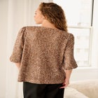 V-Neck Sequin Top With Blouson Sleeves image number null