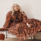 Mock-Neck Chiffon Midi Dress image number 5