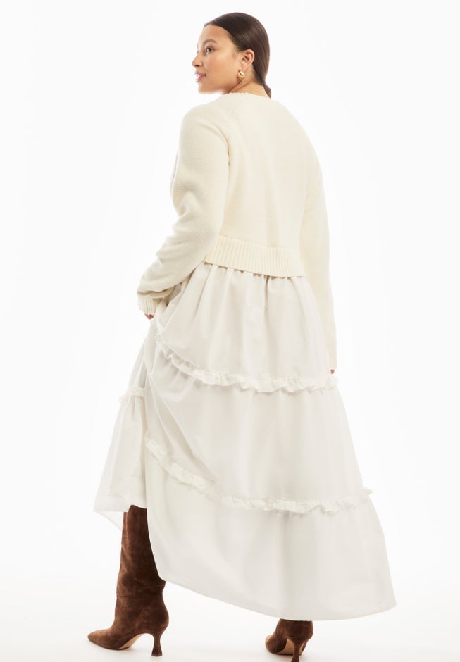 Tiered Mixed-Media Maxi Dress image number 1