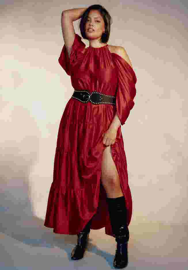 Off-The-Shoulder Halter Maxi Dress image number 4