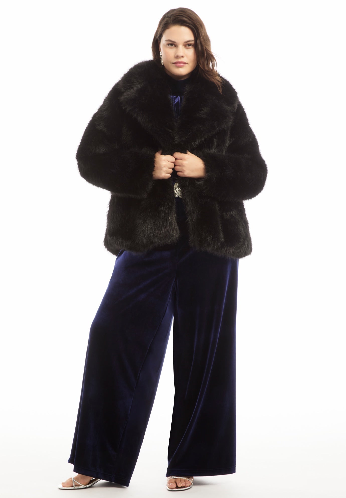 Velvet Mock Neck Peplum Top image number 3