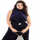 Velvet Mock Neck Peplum Top image number null