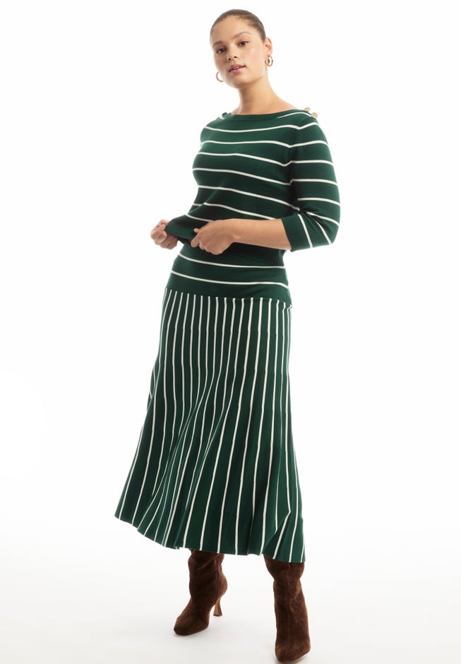 Striped Knit Midi Skirt image number 0