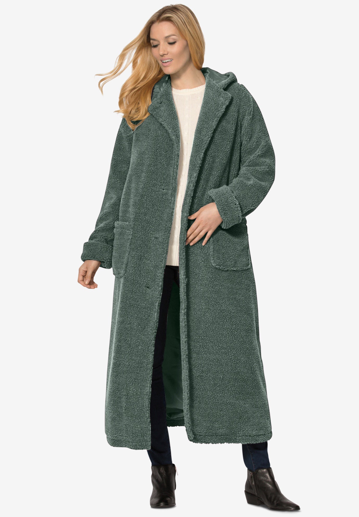 Long Hooded Berber Fleece Coat image number 0