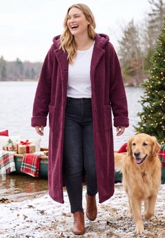 Long Hooded Berber Fleece Coat