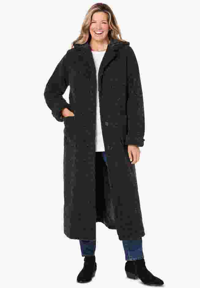Long Hooded Berber Fleece Coat image number 0