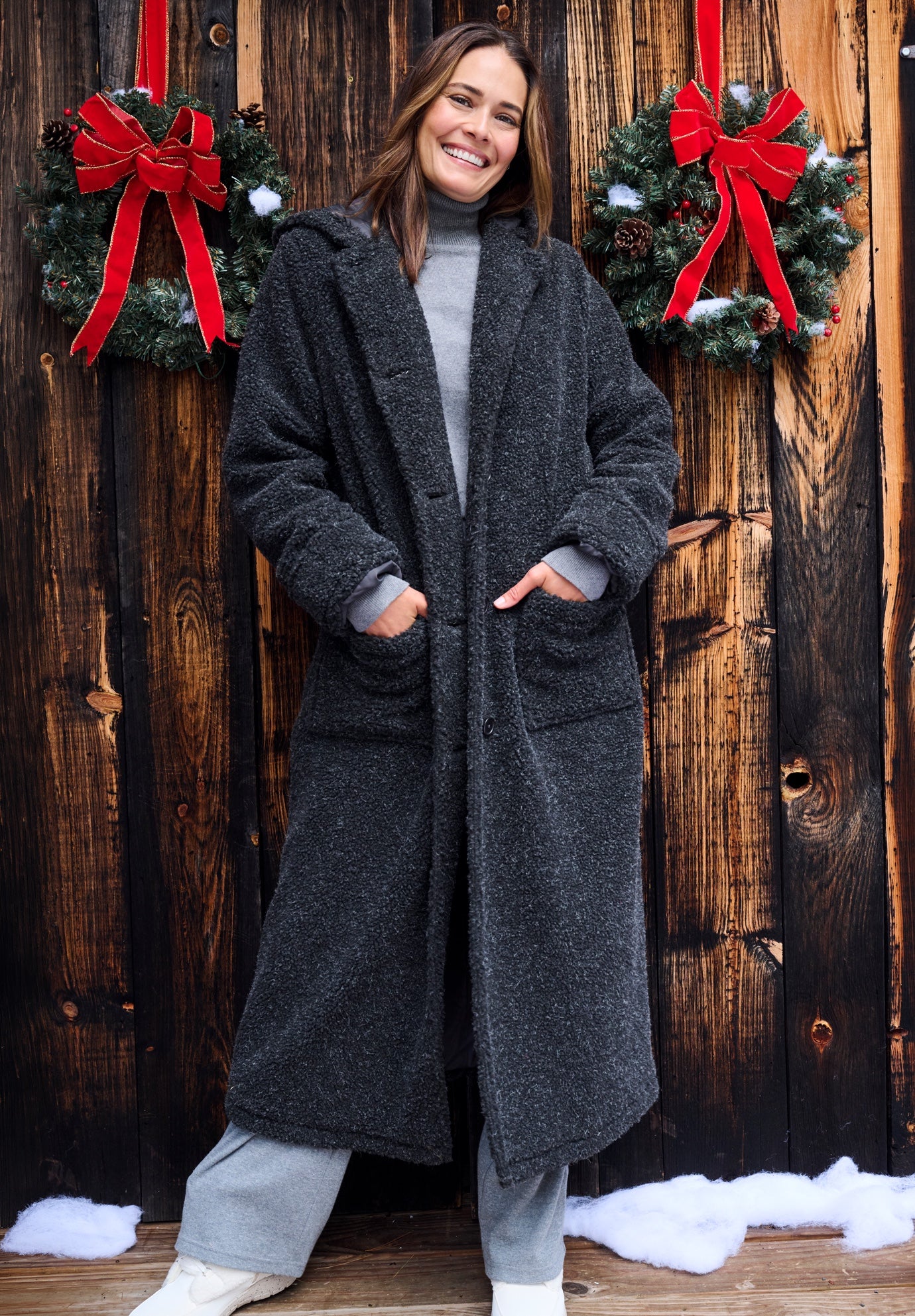 Long Hooded Berber Fleece Coat image number 0