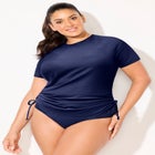 Chlorine Resistant Quick-Dry Side-Tie Short Sleeve Swim Tee Rash Guard image number null