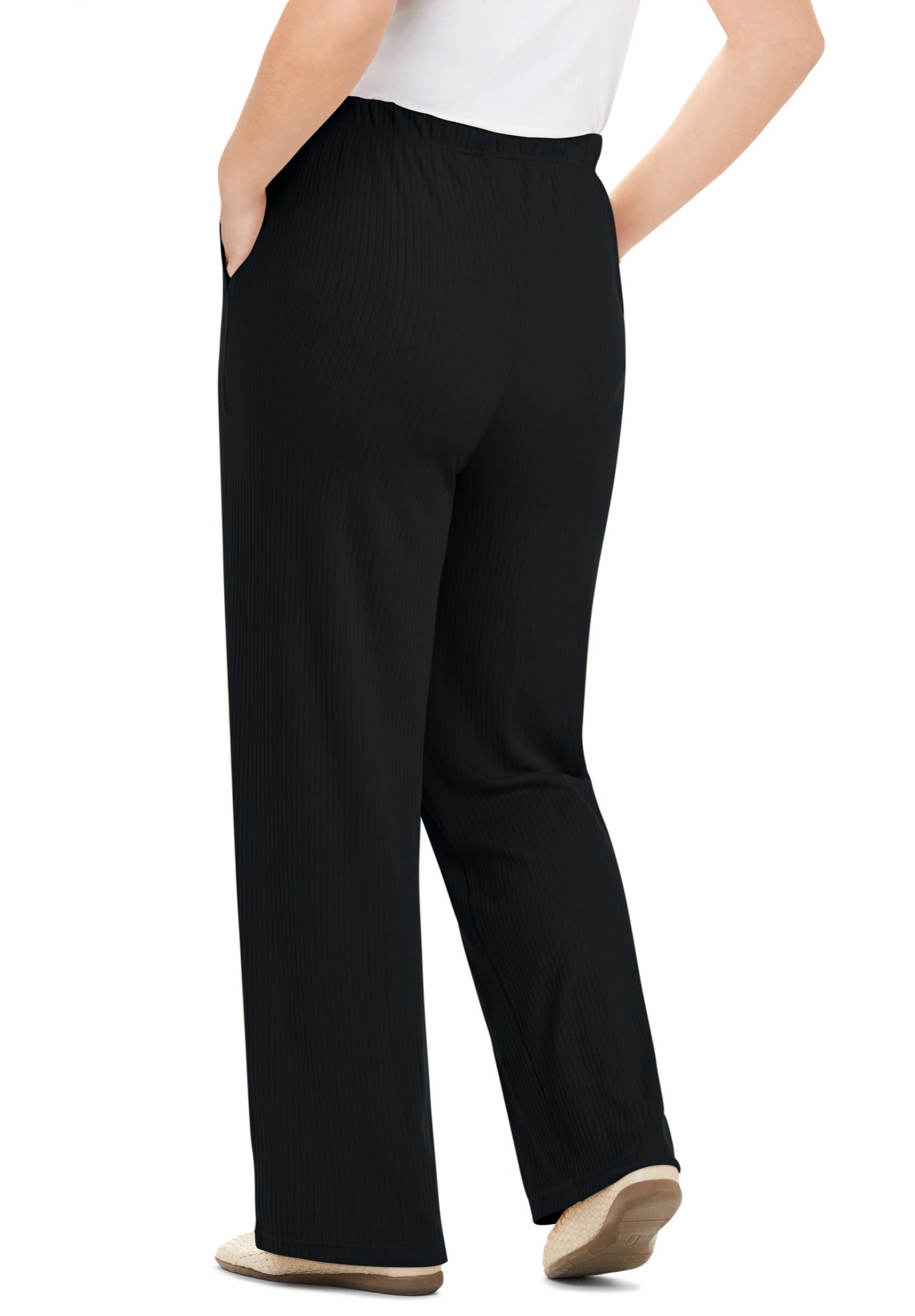 7-Day Rib-Knit Wide-Leg Pull-On Pants image number 1