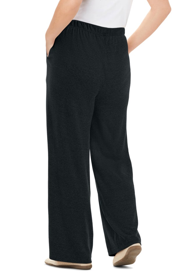7-Day Rib-Knit Wide-Leg Pull-On Pants image number 1
