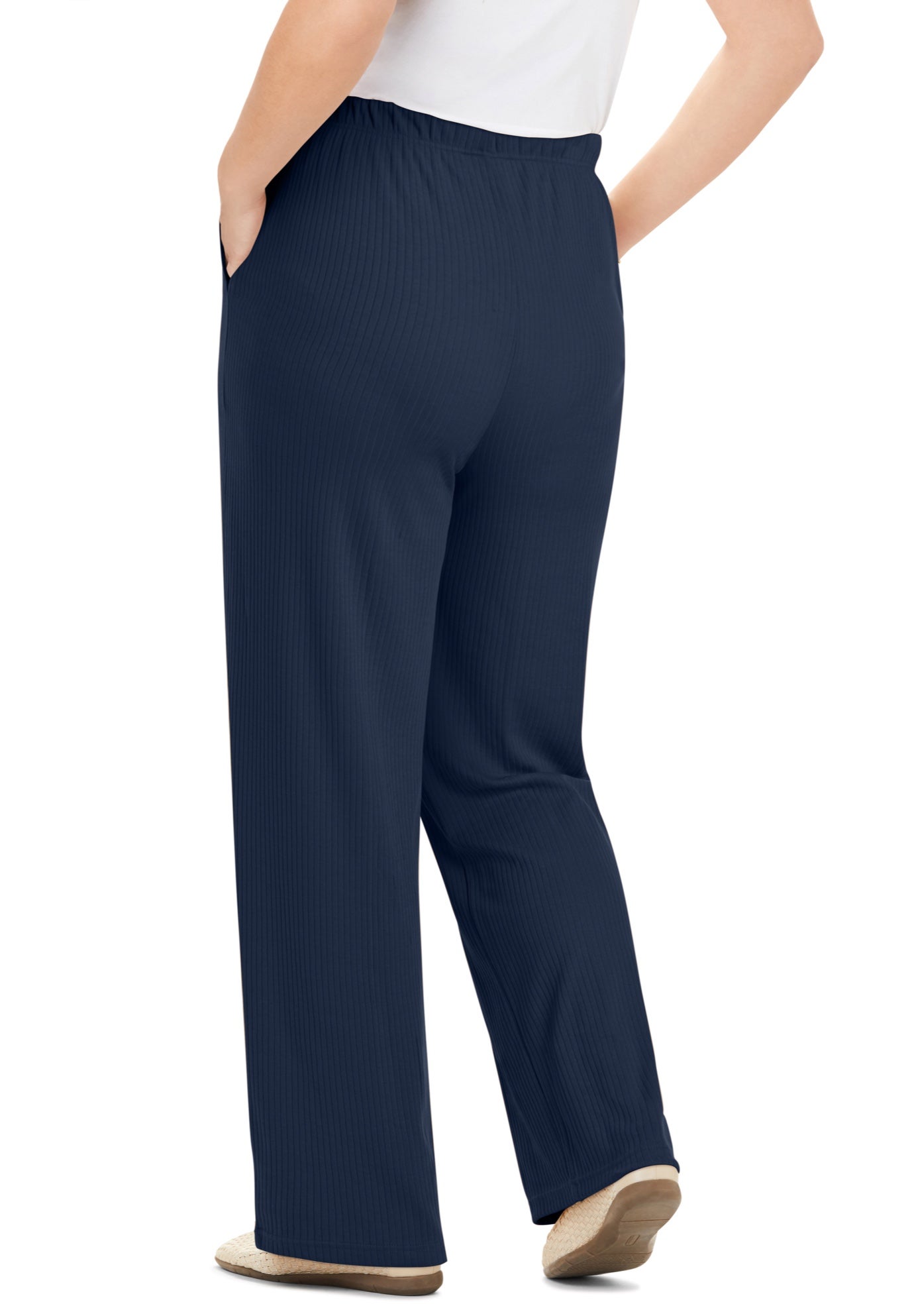 7-Day Rib-Knit Wide-Leg Pull-On Pants image number 1