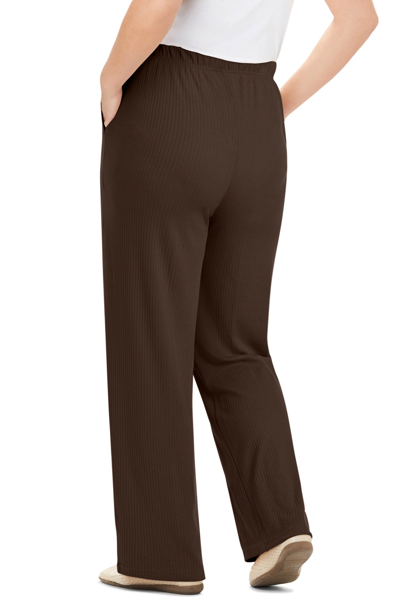 7-Day Rib-Knit Wide-Leg Pull-On Pants image number 1