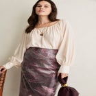 Boat Neck Balloon-Sleeve Blouse image number null