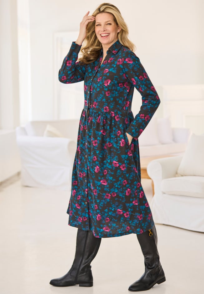 Snap-Front Thermal Shirtdress image number 2