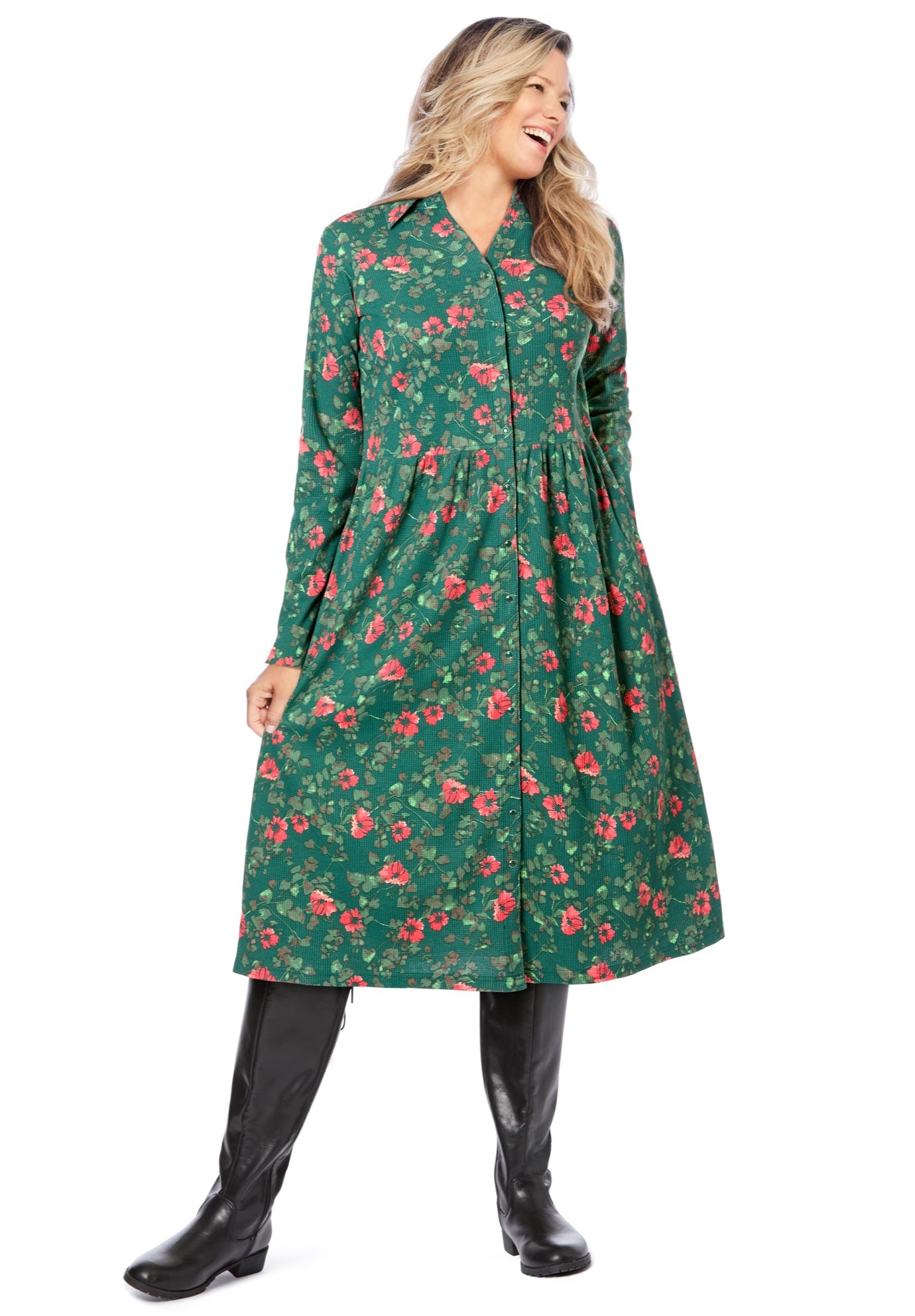 Snap-Front Thermal Shirtdress image number 0