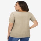 Crochet-Trim Knit Top image number null