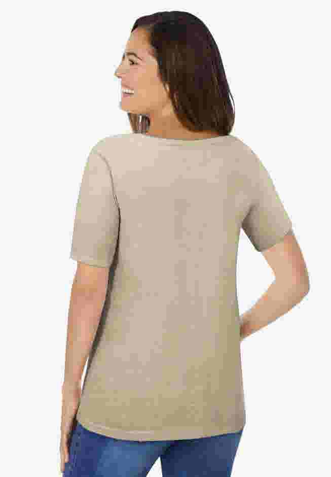 Crochet-Trim Knit Top image number 1