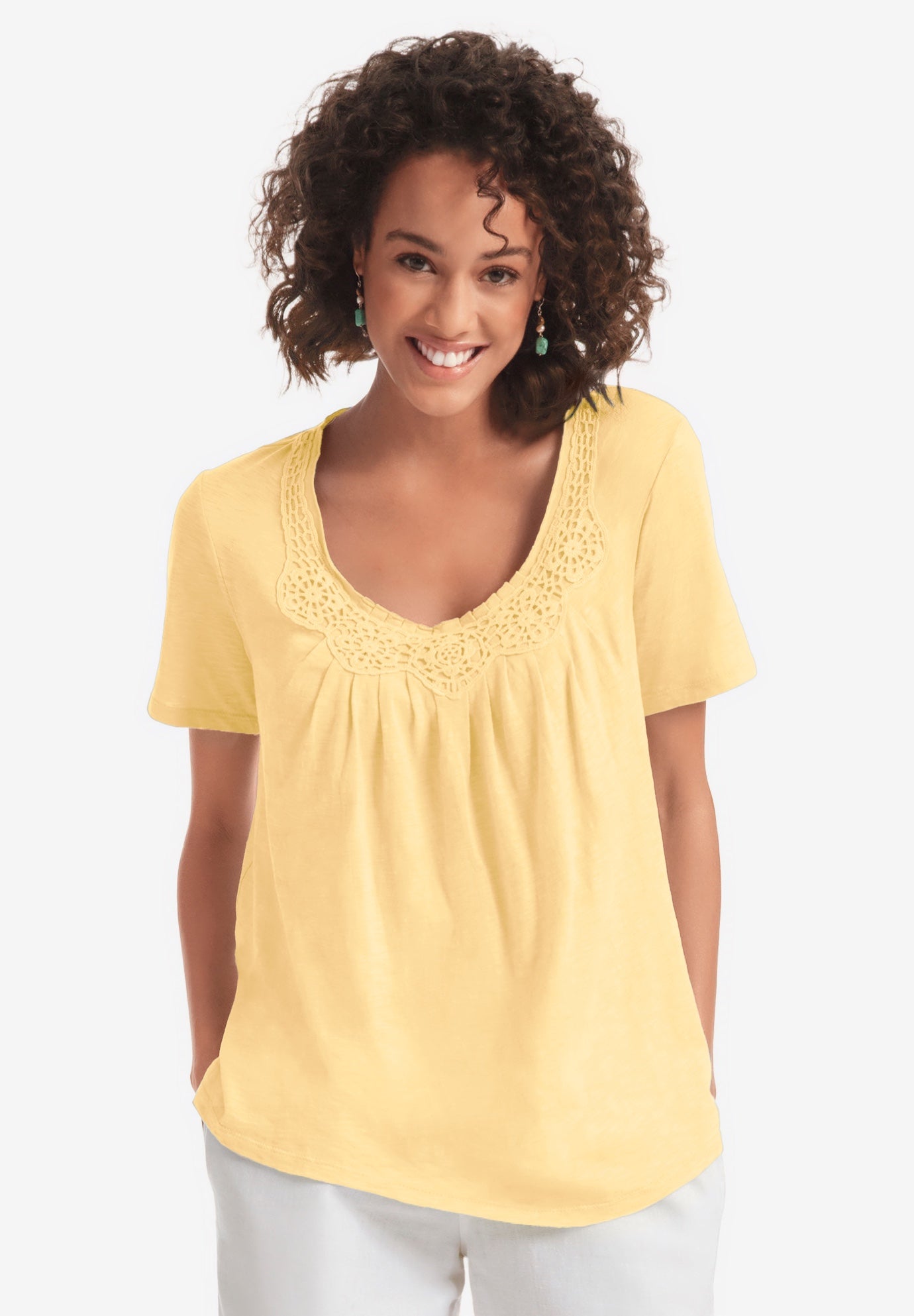 Crochet-Trim Knit Top image number 0