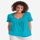 Crochet-Trim Knit Top image number null