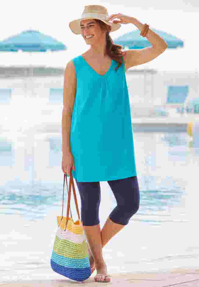 Perfect Sleeveless Shirred V-Neck Tunic image number 7