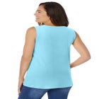 Perfect Sleeveless Shirred V-Neck Tunic image number null