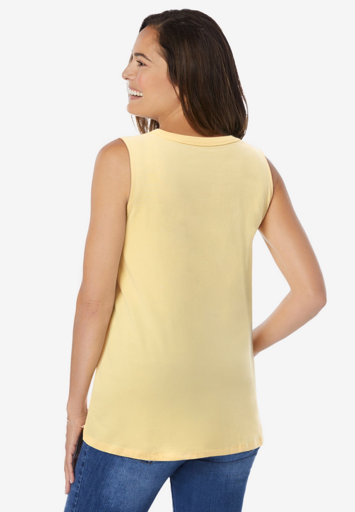 Perfect Sleeveless Shirred V-Neck Tunic image number 1