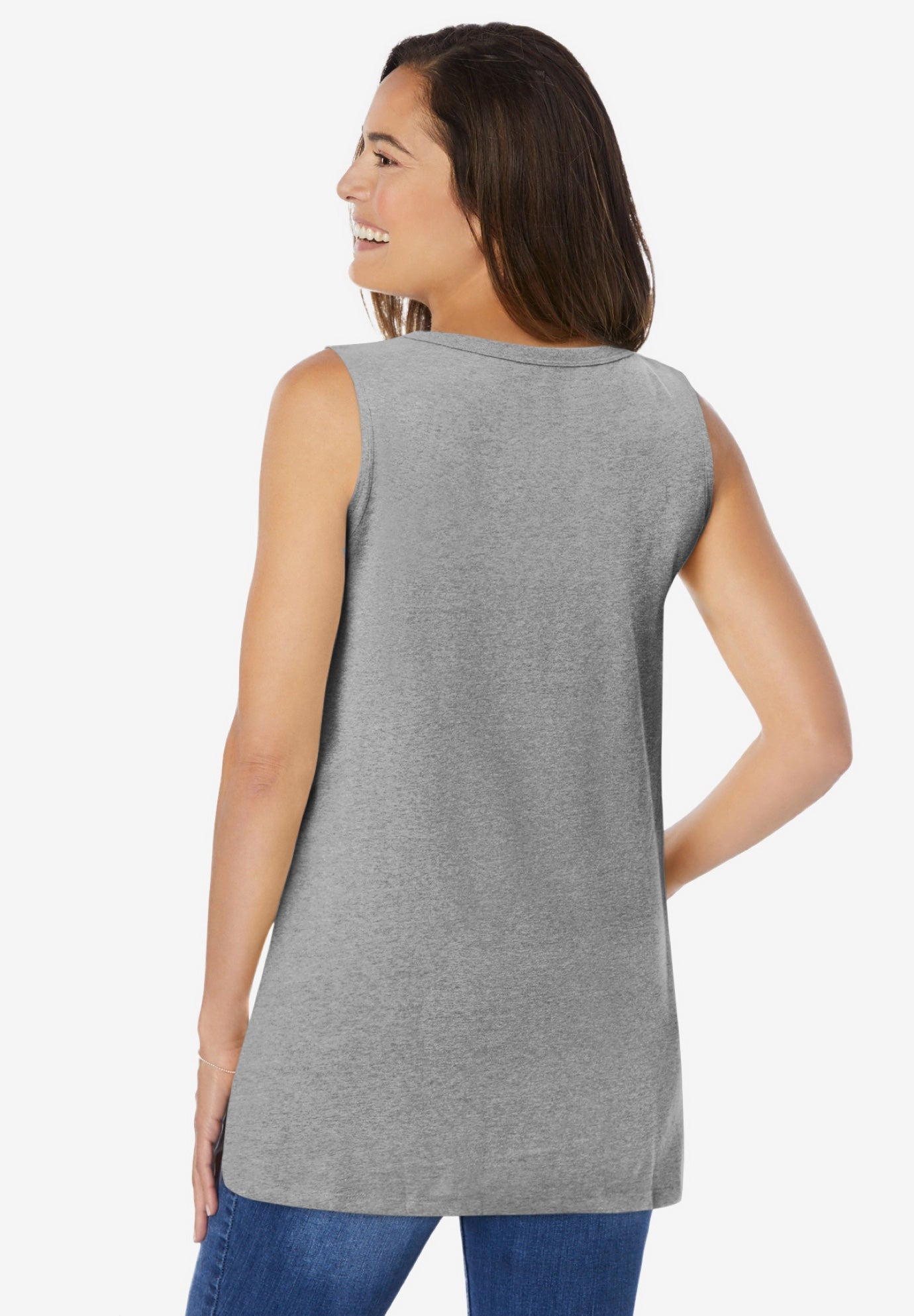 Perfect Sleeveless Shirred V-Neck Tunic image number 1