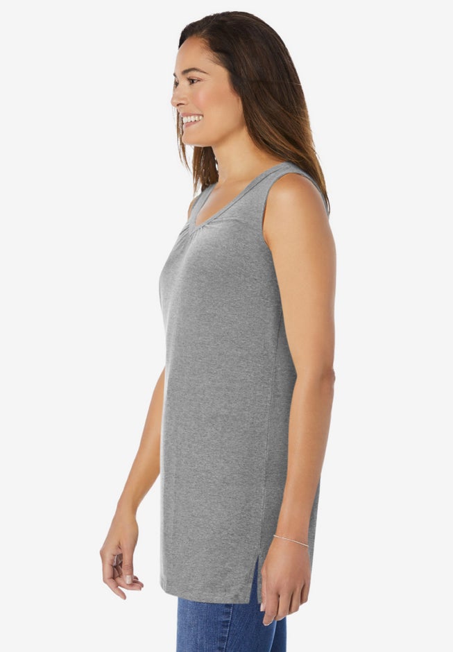 Perfect Sleeveless Shirred V-Neck Tunic image number 2