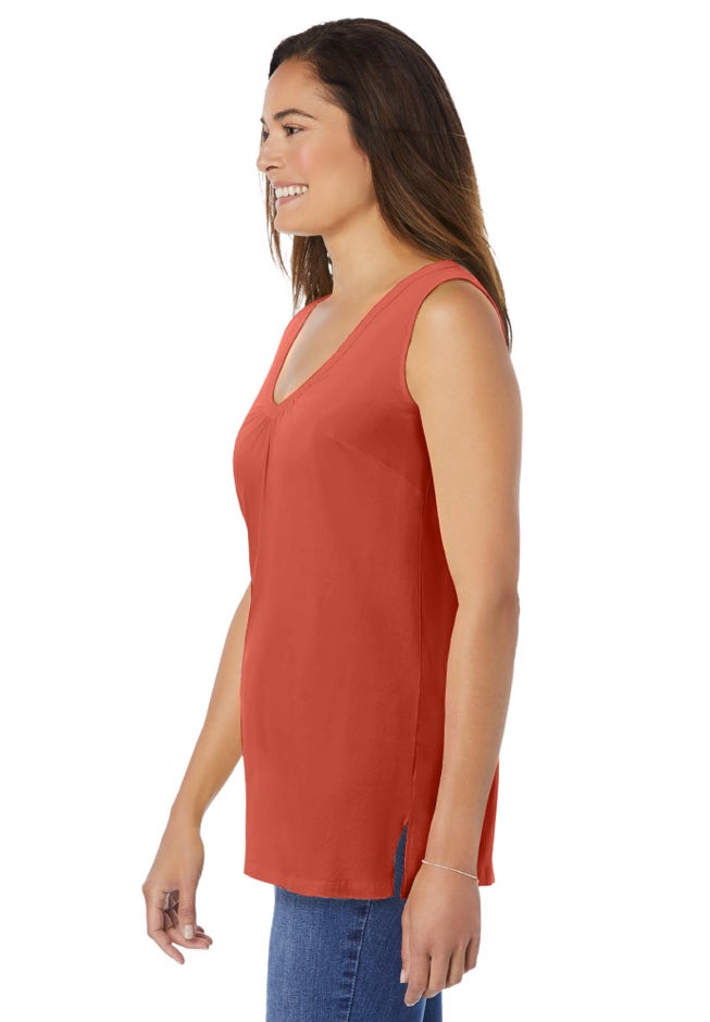 Perfect Sleeveless Shirred V-Neck Tunic image number 2
