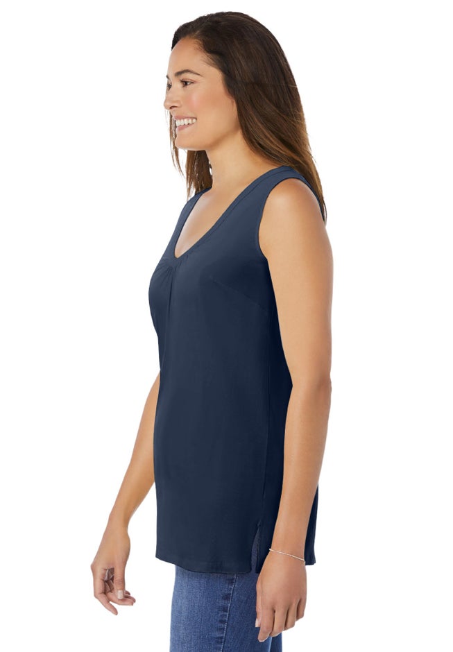 Perfect Sleeveless Shirred V-Neck Tunic image number 2