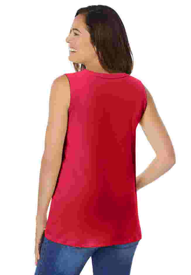 Perfect Sleeveless Shirred V-Neck Tunic image number 1