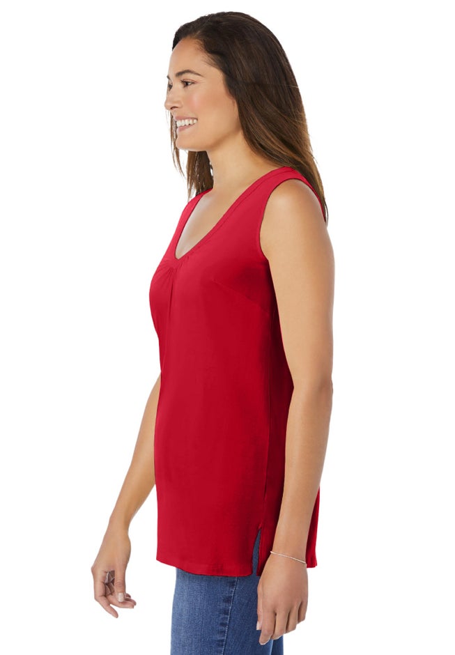 Perfect Sleeveless Shirred V-Neck Tunic image number 2