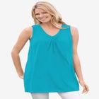 Perfect Sleeveless Shirred V-Neck Tunic image number null