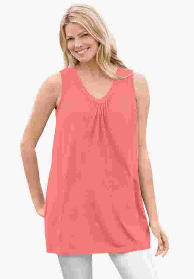 Perfect Sleeveless Shirred V-Neck Tunic image number 0