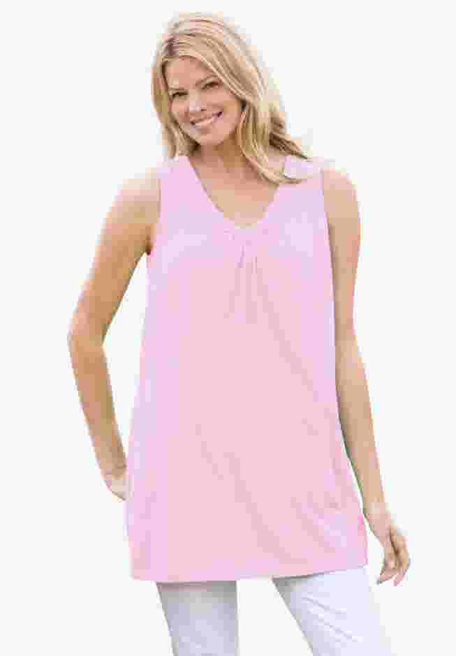 Perfect Sleeveless Shirred V-Neck Tunic image number 0