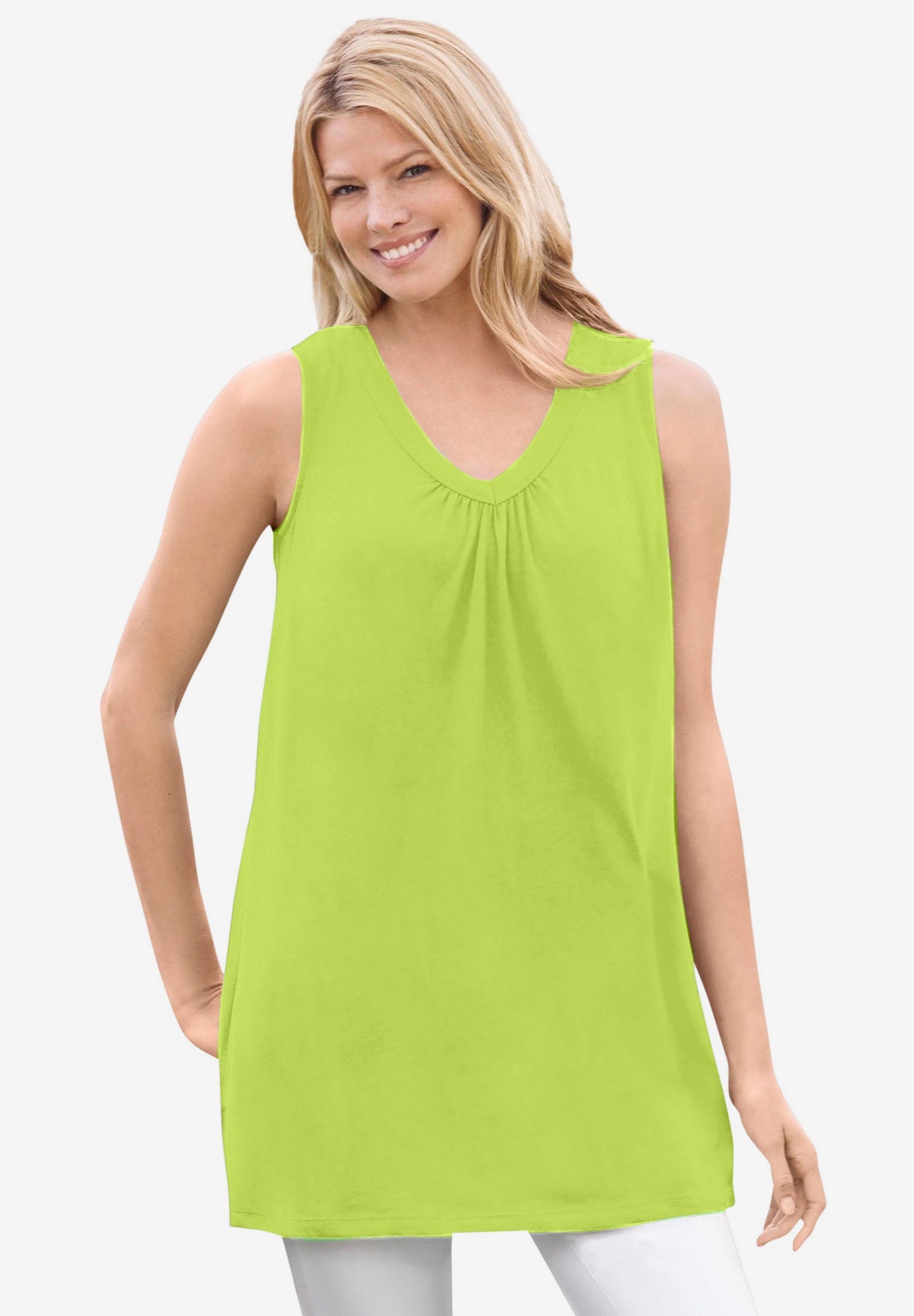Perfect Sleeveless Shirred V-Neck Tunic image number 0